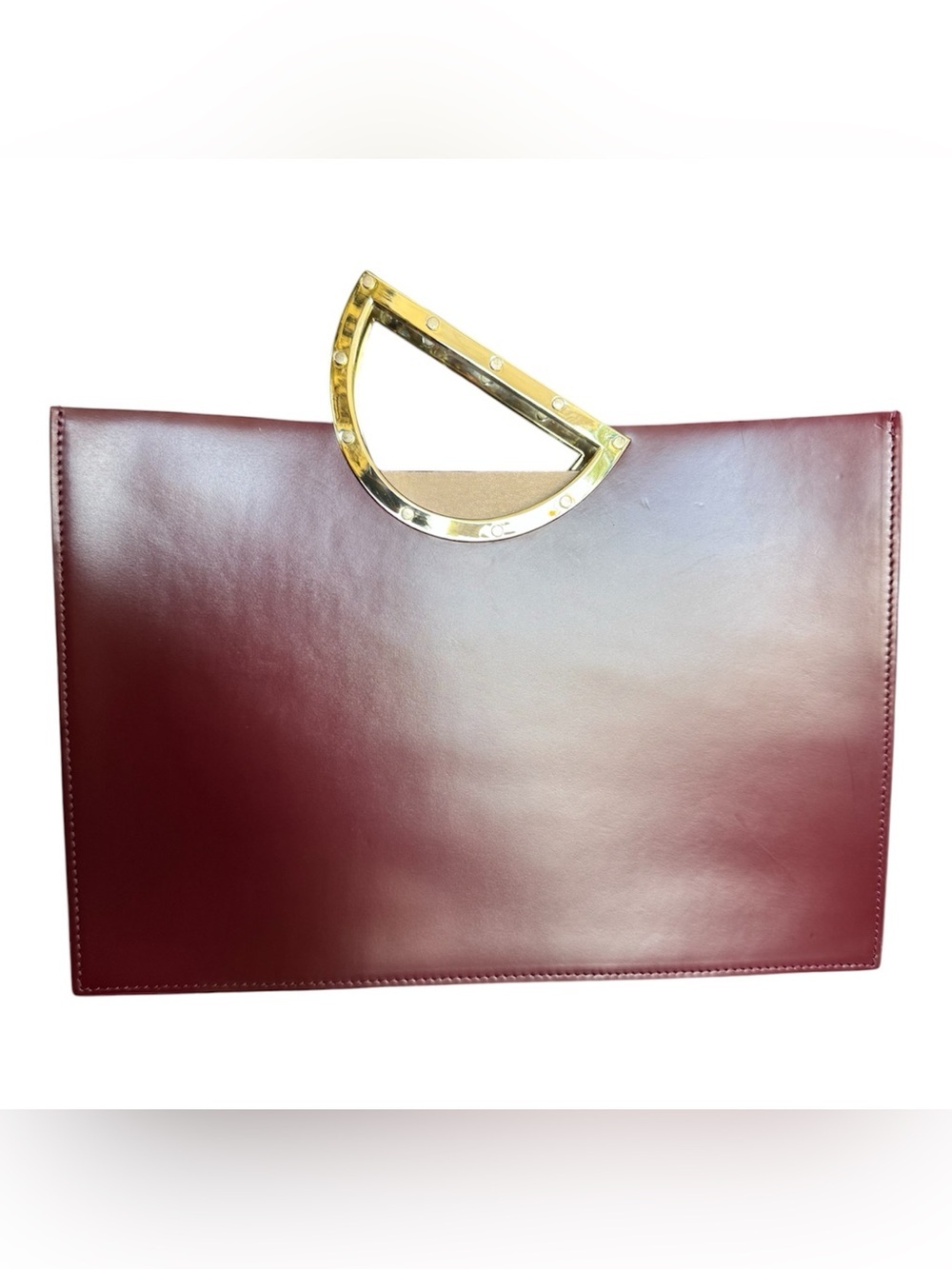 KITAYAMA x H.A.N Triton Burgundy Architectural Leather Tote Bag - Picture 9 of 16